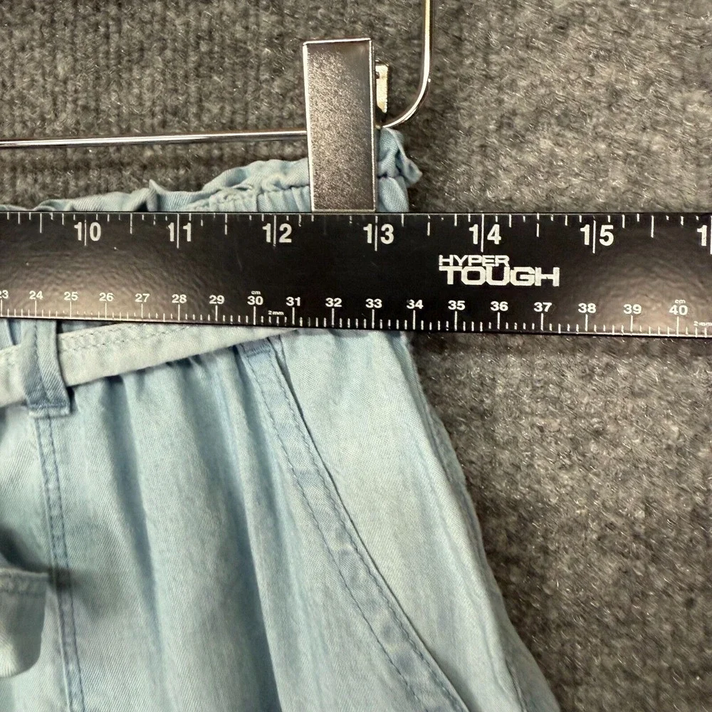 Aerie Shorts Womens Small Blue Chambray‎ Light Wash Belted Lightweight Jorts